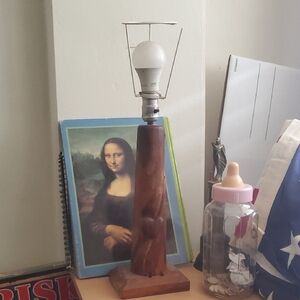 Wooden Table Lamp with Brown Finish